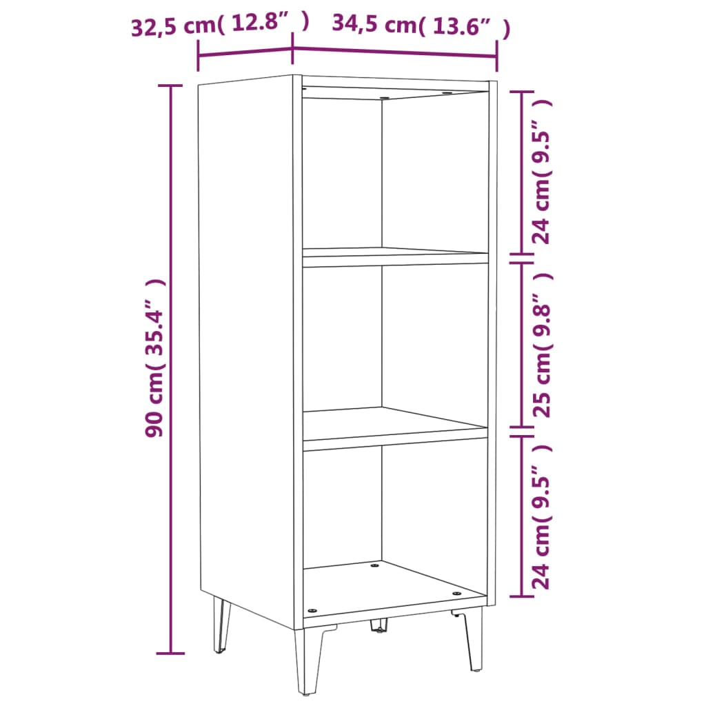 Dressoir 34,5x32,5x90 cm bewerkt hout bruineikenkleurig - Griffin Retail