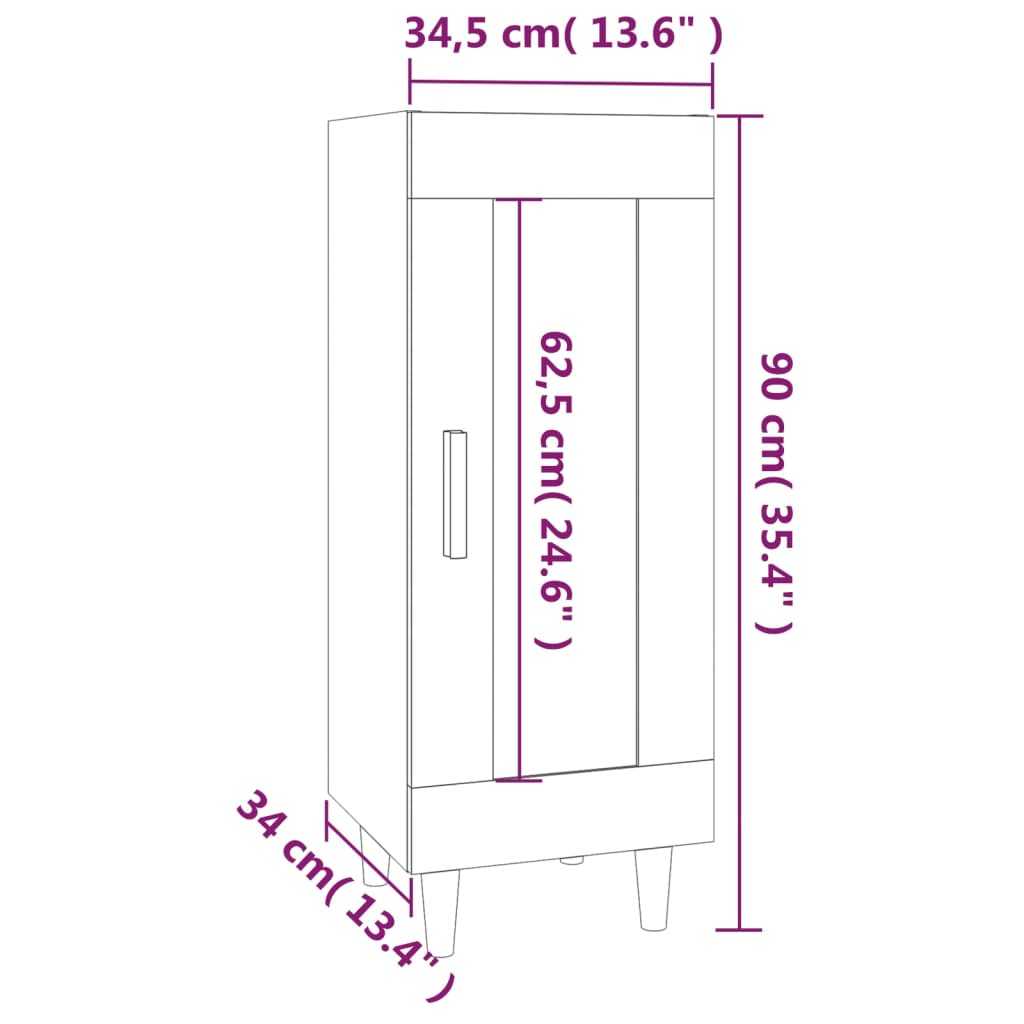 Dressoir 34,5x34x90 cm bewerkt hout bruineikenkleurig - Griffin Retail