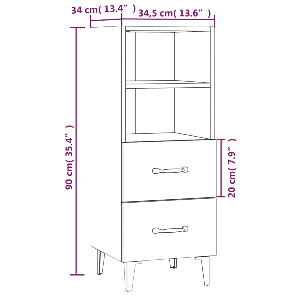 Dressoir 34,5x34x90 cm bewerkt hout bruineikenkleurig - Griffin Retail