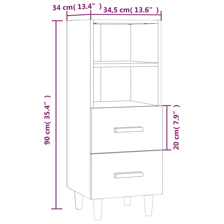 Dressoir 34,5x34x90 cm bewerkt hout bruineikenkleurig - Griffin Retail