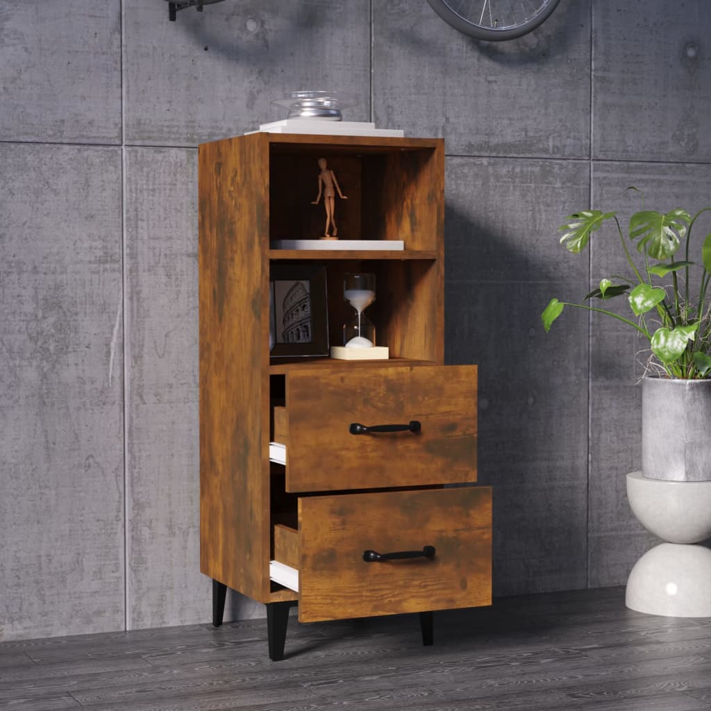 Dressoir 34,5x34x90 cm bewerkt hout gerookt eikenkleurig - Griffin Retail