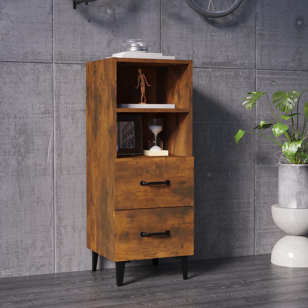 Dressoir 34,5x34x90 cm bewerkt hout gerookt eikenkleurig - Griffin Retail