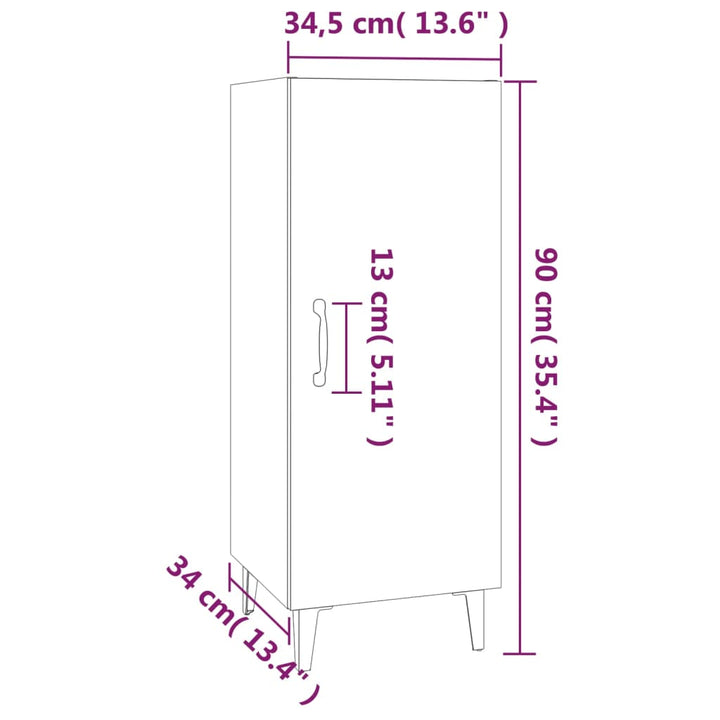 Dressoir 34,5x34x90 cm bewerkt hout hoogglans wit - Griffin Retail