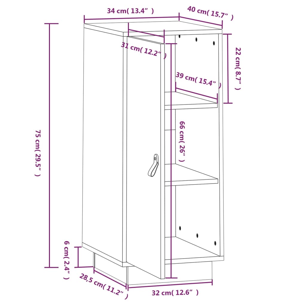 Dressoir 34x40x75 cm massief grenenhout honingbruin - Griffin Retail