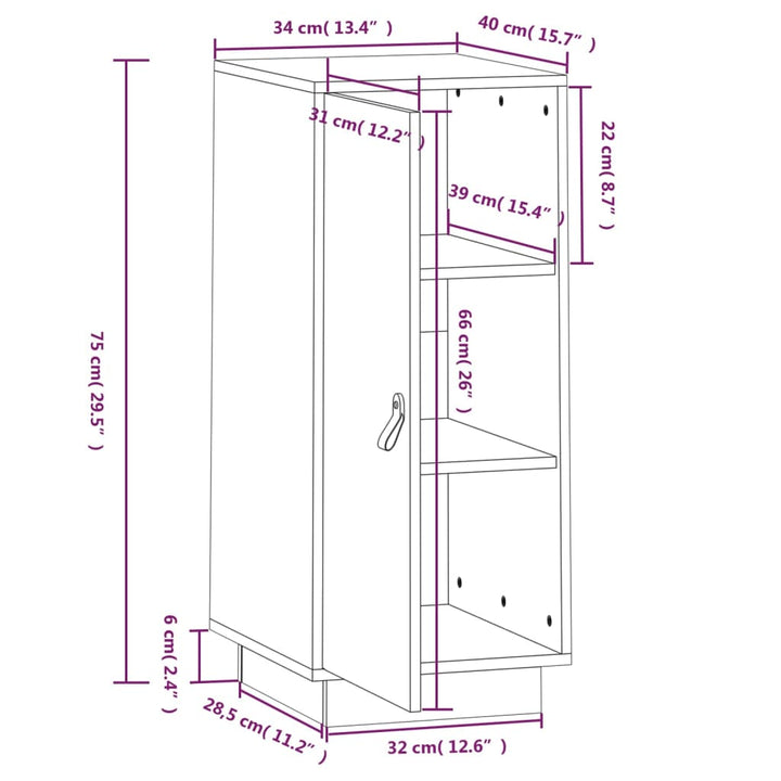 Dressoir 34x40x75 cm massief grenenhout honingbruin - Griffin Retail