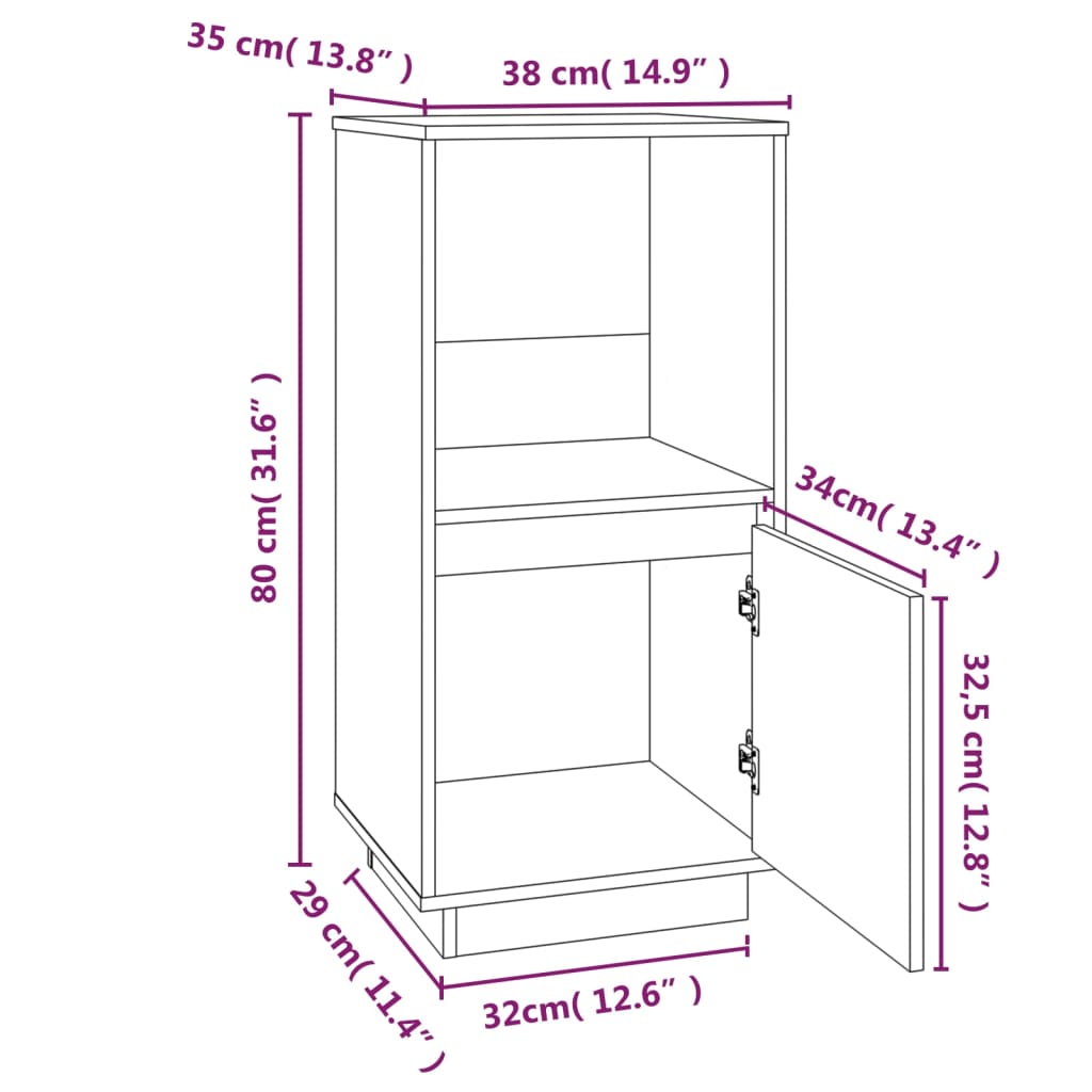 Dressoir 38x35x80 cm massief grenenhout - Griffin Retail