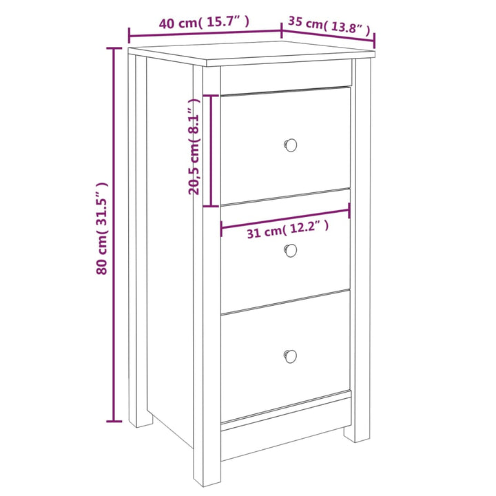 Dressoir 40x35x80 cm massief grenenhout - Griffin Retail