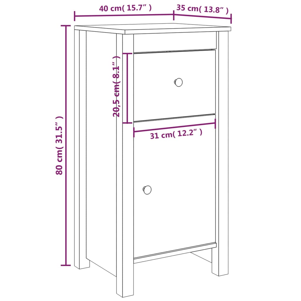 Dressoir 40x35x80 cm massief grenenhout grijs - Griffin Retail