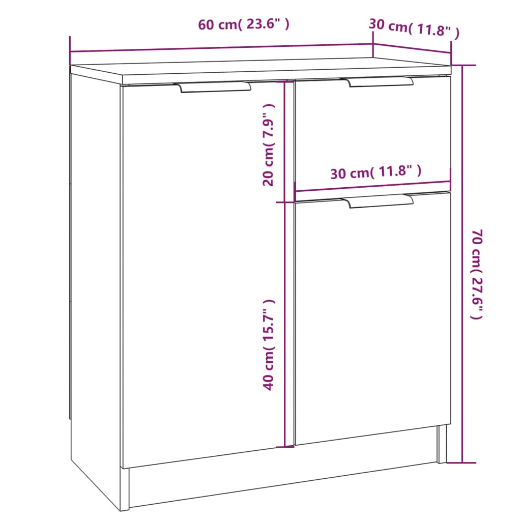 Dressoir 60x30x70 cm bewerkt hout wit - Griffin Retail