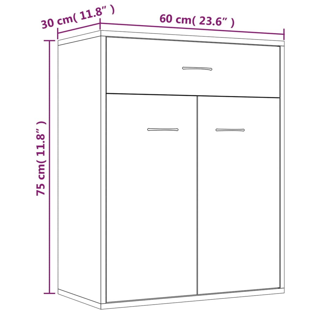 Dressoir 60x30x75 cm bewerkt hout bruineikenkleurig - Griffin Retail