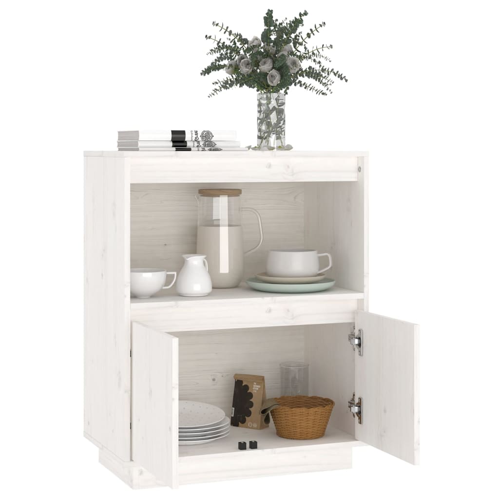 Dressoir 60x34x75 cm massief grenenhout wit - Griffin Retail