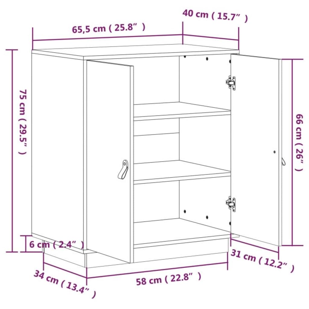 Dressoir 65,5x40x75 cm massief grenenhout honingbruin - Griffin Retail