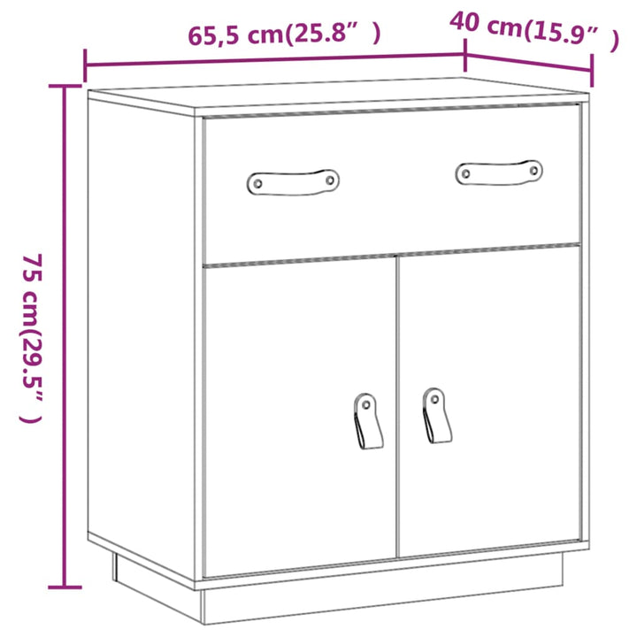 Dressoir 65,5x40x75 cm massief grenenhout wit - Griffin Retail