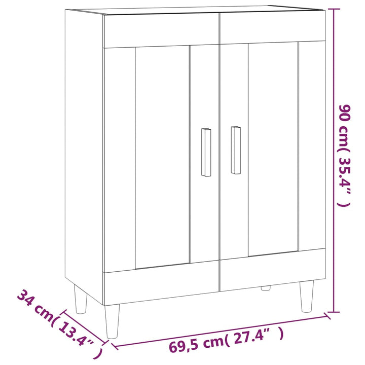 Dressoir 69,5x34x90 cm bewerkt hout bruineikenkleurig - Griffin Retail