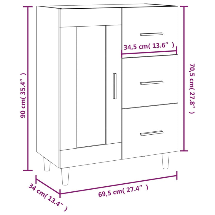 Dressoir 69,5x34x90 cm bewerkt hout gerookt eikenkleurig - Griffin Retail