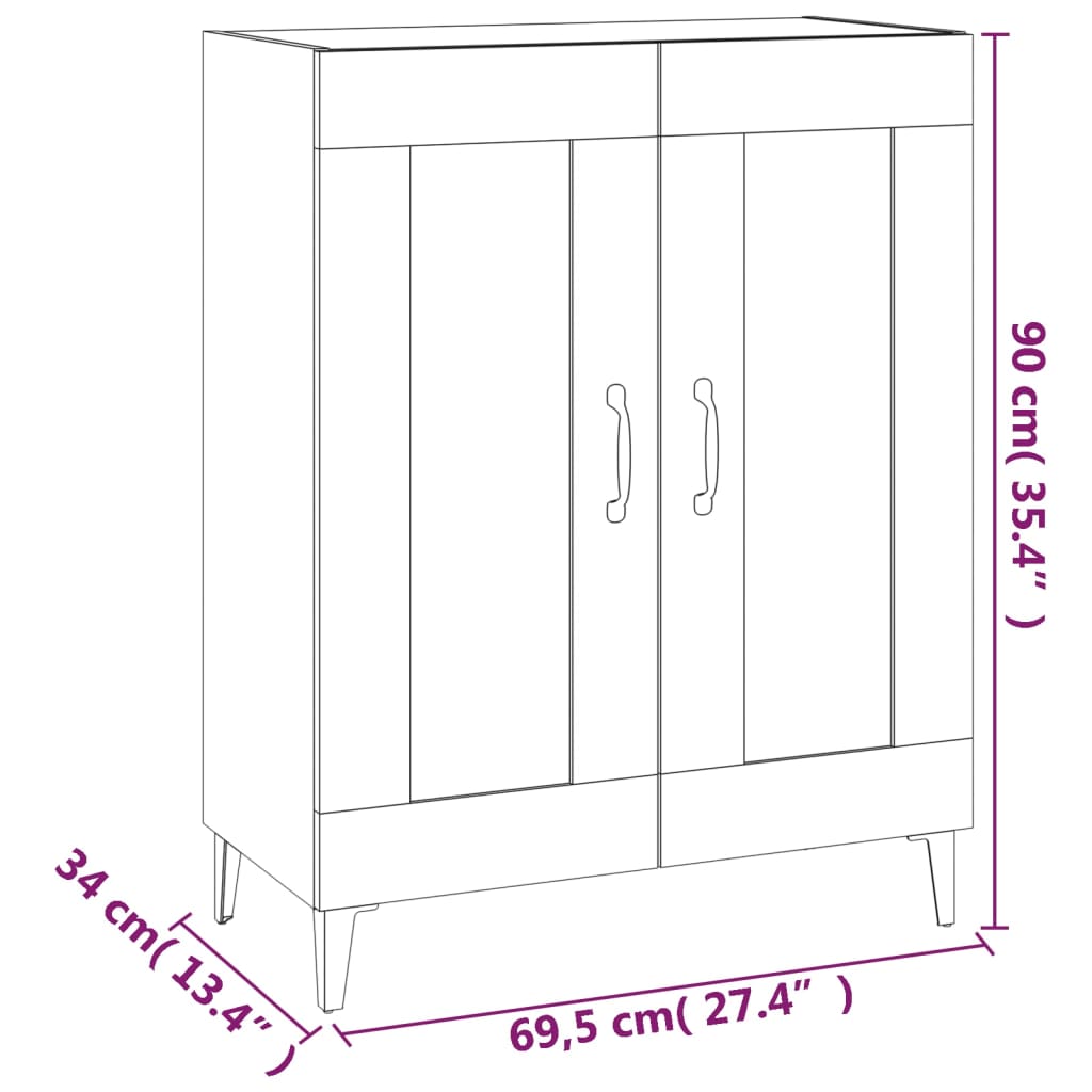 Dressoir 69,5x34x90 cm bewerkt hout gerookt eikenkleurig - Griffin Retail