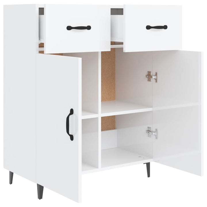 Dressoir 69,5x34x90 cm bewerkt hout hoogglans wit - Griffin Retail