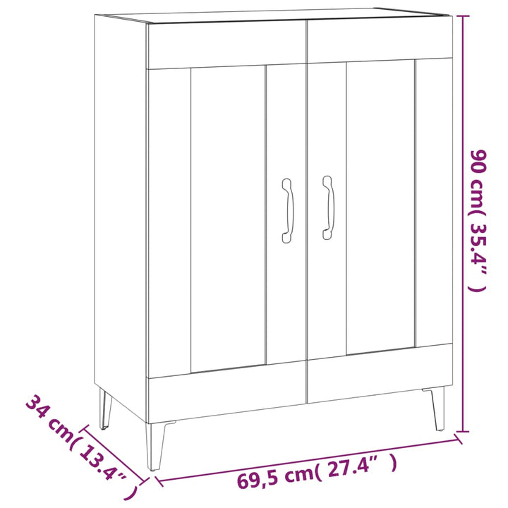 Dressoir 69,5x34x90 cm bewerkt hout hoogglans wit - Griffin Retail