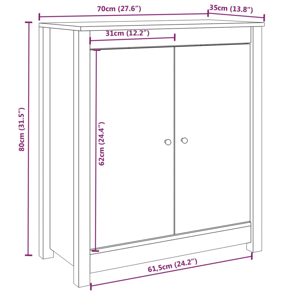 Dressoir 70x35x80 cm massief grenenhout honingbruin - Griffin Retail