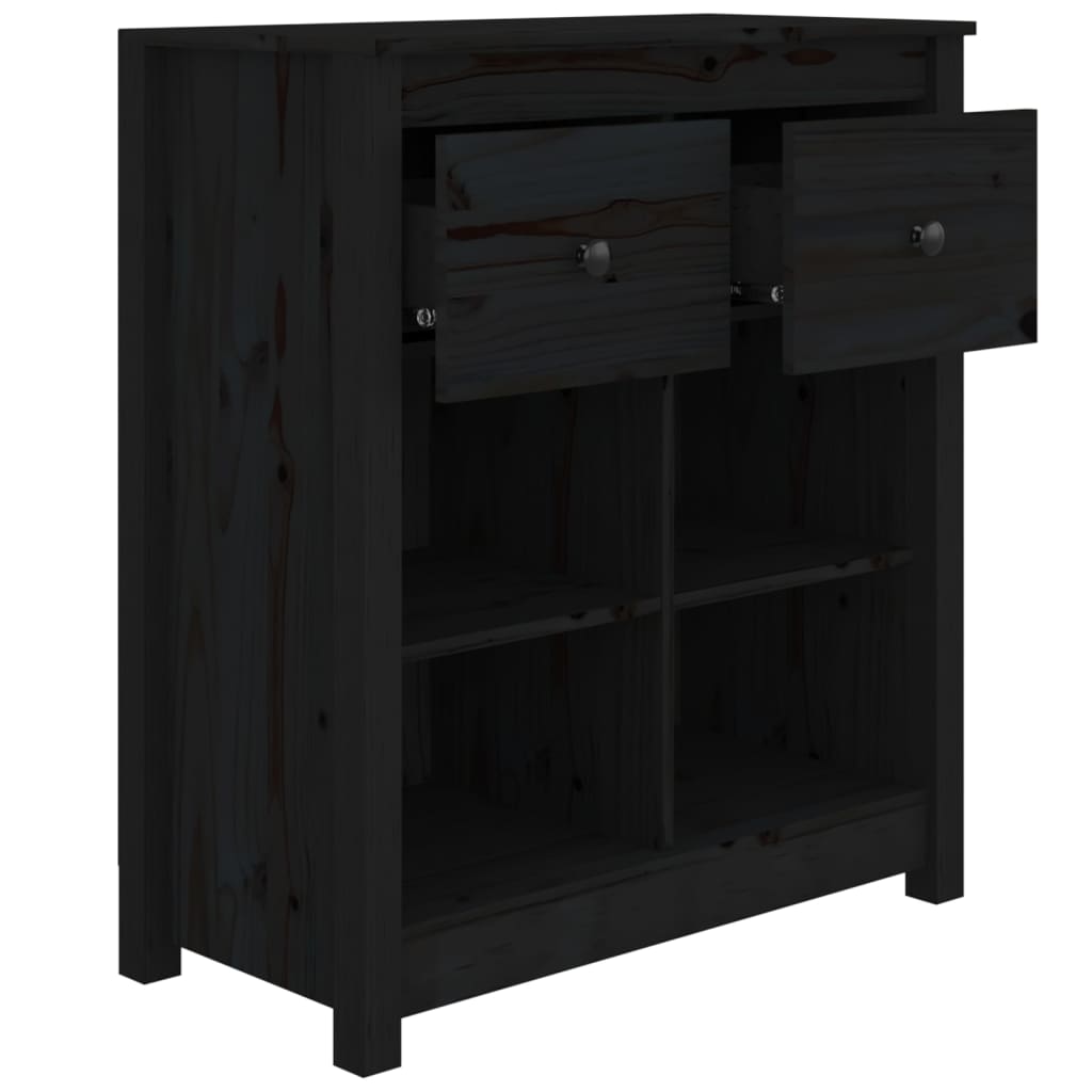 Dressoir 70x35x80 cm massief grenenhout zwart - Griffin Retail