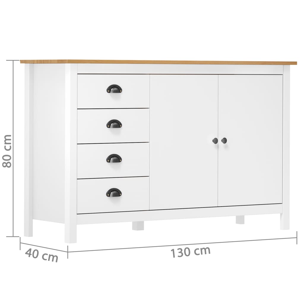 Dressoir Hill Range 130x40x80 cm massief grenenhout wit - Griffin Retail