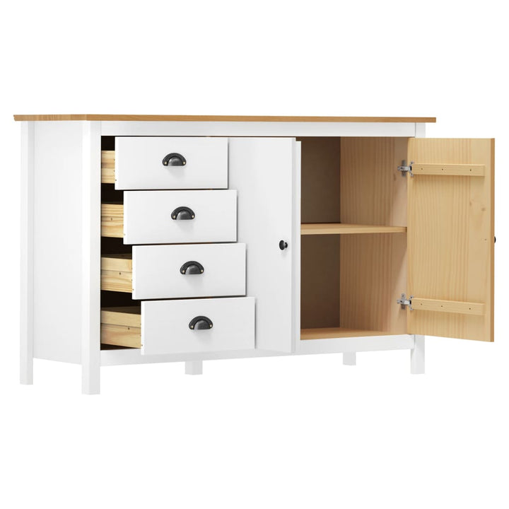 Dressoir Hill Range 130x40x80 cm massief grenenhout wit - Griffin Retail