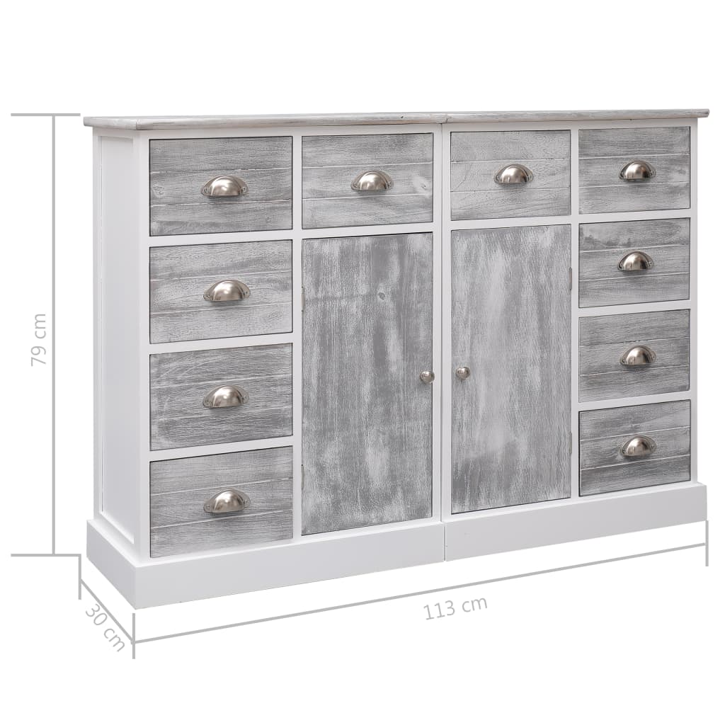 Dressoir met 10 lades 113x30x79 cm hout grijs - Griffin Retail