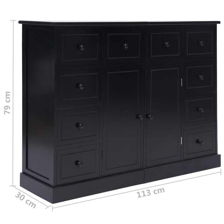 Dressoir met 10 lades 113x30x79 cm hout zwart - Griffin Retail
