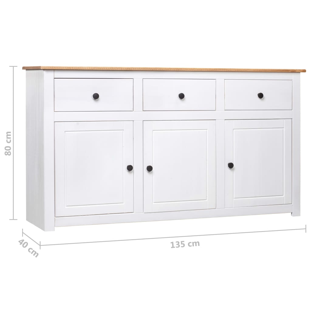 Dressoir Panama Range 135x40x80 cm massief grenenhout wit - Griffin Retail