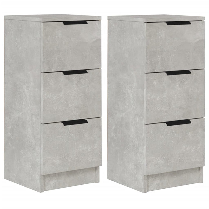 Dressoirs 2 st 30x30x70 cm bewerkt hout betongrijs - Griffin Retail