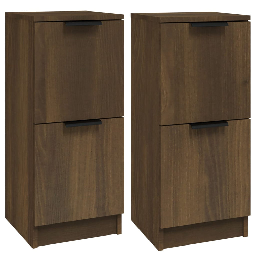 Dressoirs 2 st 30x30x70 cm bewerkt hout bruineikenkleurig - Griffin Retail