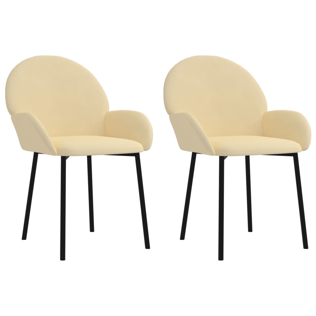 Eetkamerstoelen 2 st fluweel crèmekleurig - Griffin Retail