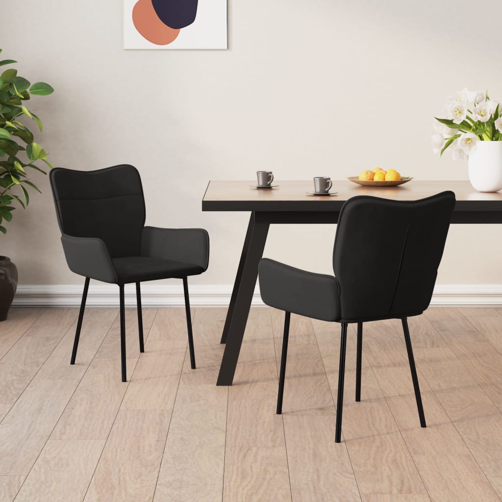 Eetkamerstoelen 2 st fluweel zwart - Griffin Retail