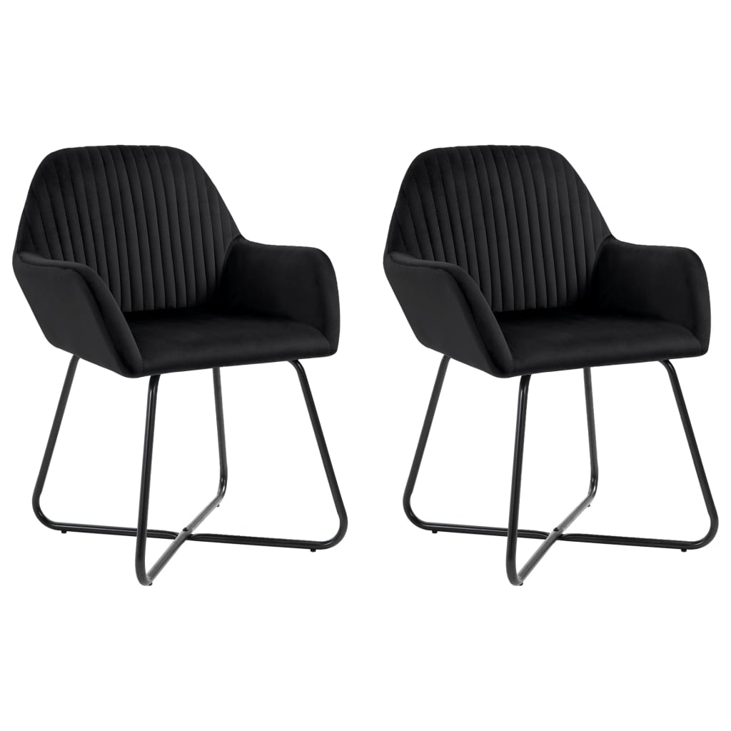 Eetkamerstoelen 2 st fluweel zwart - Griffin Retail