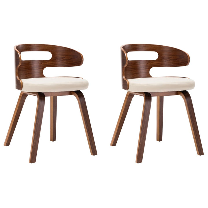 Eetkamerstoelen 2 st gebogen hout en kunstleer crèmekleurig - Griffin Retail