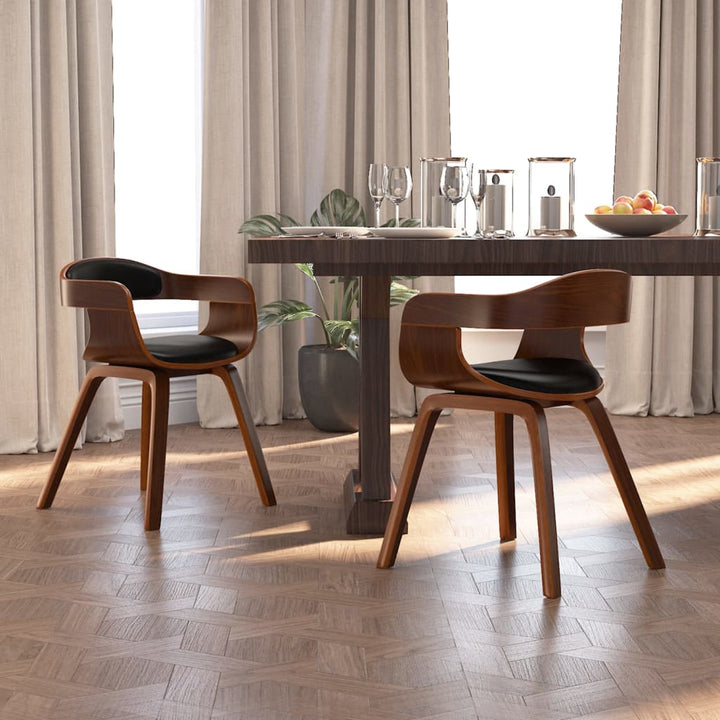 Eetkamerstoelen 2 st gebogen hout en kunstleer zwart - Griffin Retail