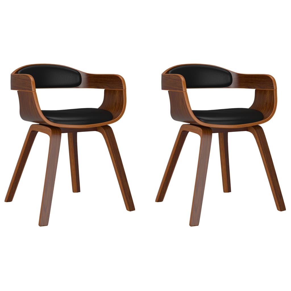 Eetkamerstoelen 2 st gebogen hout en kunstleer zwart - Griffin Retail