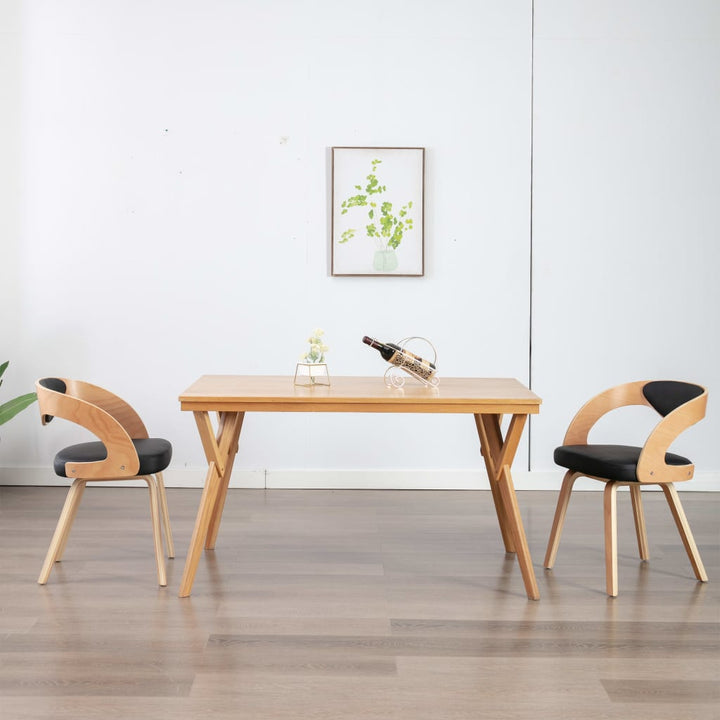 Eetkamerstoelen 2 st gebogen hout en kunstleer zwart - Griffin Retail