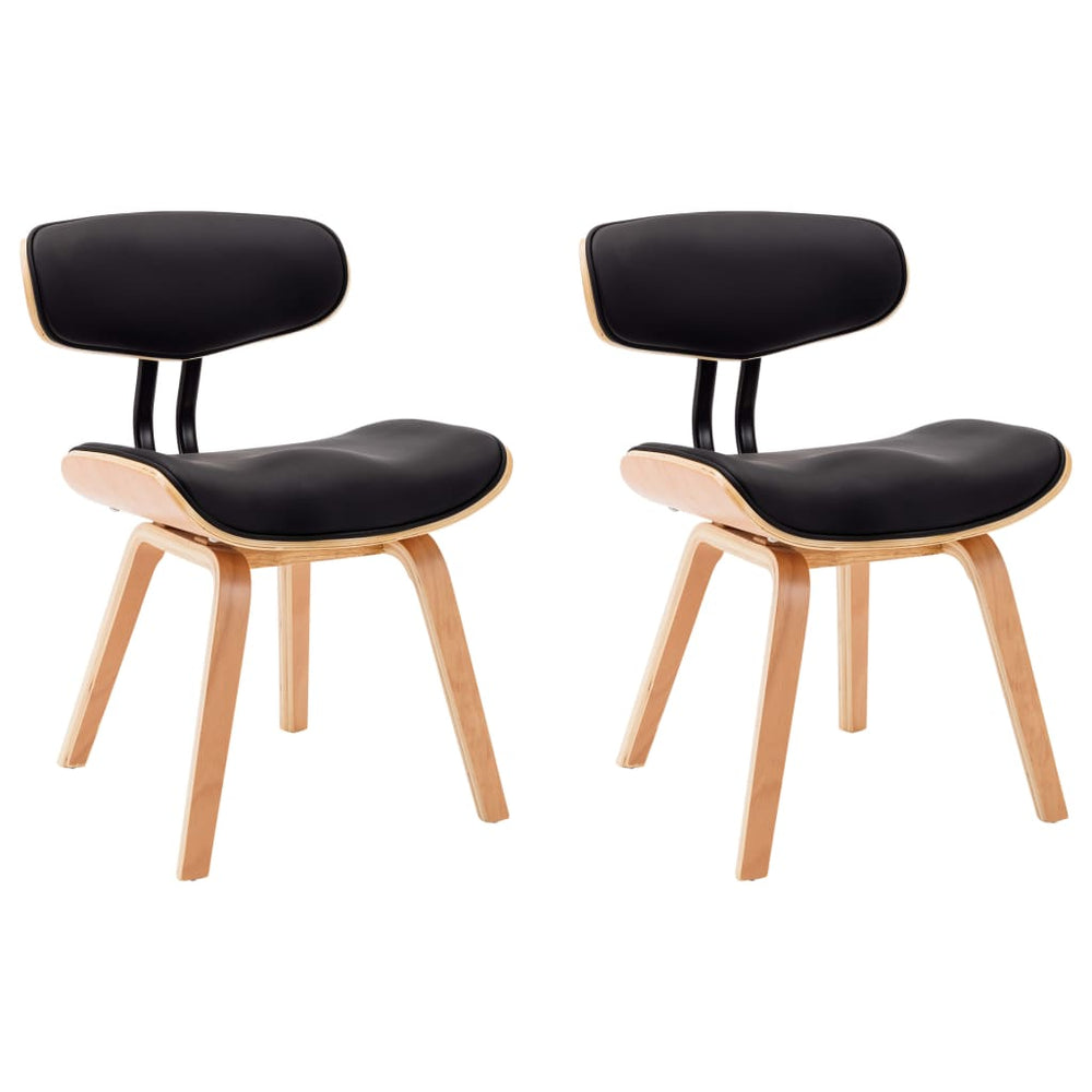 Eetkamerstoelen 2 st gebogen hout en kunstleer zwart - Griffin Retail