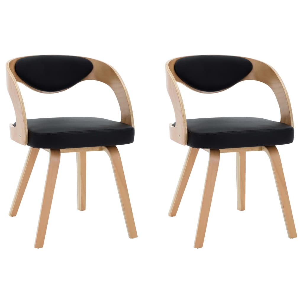 Eetkamerstoelen 2 st gebogen hout en kunstleer zwart - Griffin Retail