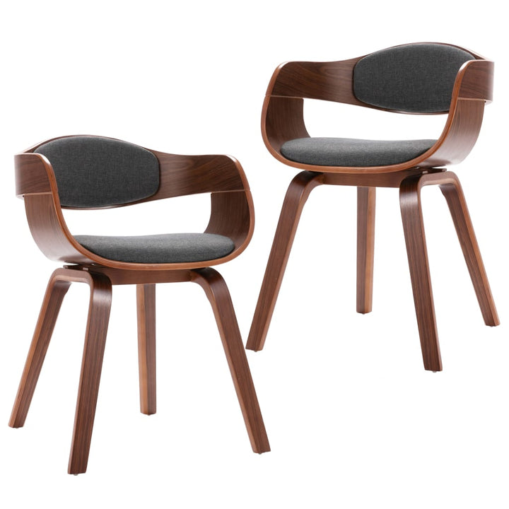 Eetkamerstoelen 2 st gebogen hout en stof grijs - Griffin Retail