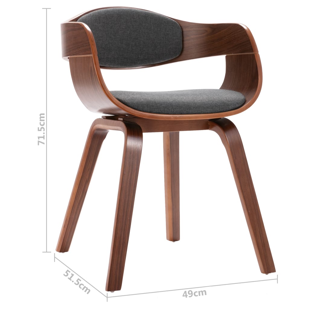 Eetkamerstoelen 2 st gebogen hout en stof grijs - Griffin Retail