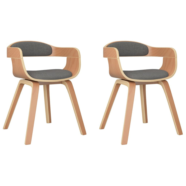 Eetkamerstoelen 2 st gebogen hout en stof lichtgrijs - Griffin Retail