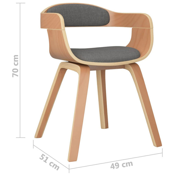 Eetkamerstoelen 2 st gebogen hout en stof lichtgrijs - Griffin Retail