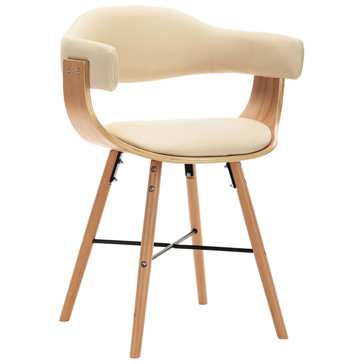 Eetkamerstoelen 2 st kunstleer en gebogen hout crème - Griffin Retail