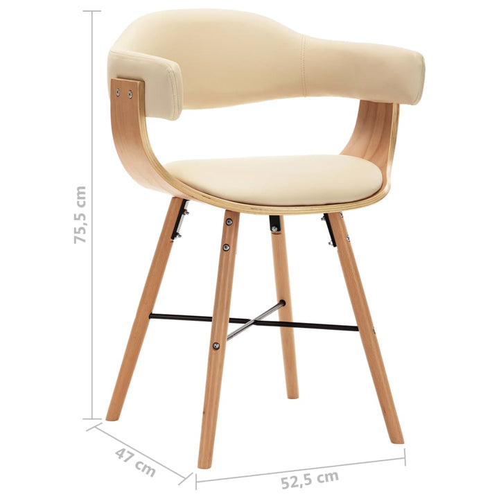 Eetkamerstoelen 2 st kunstleer en gebogen hout crème - Griffin Retail