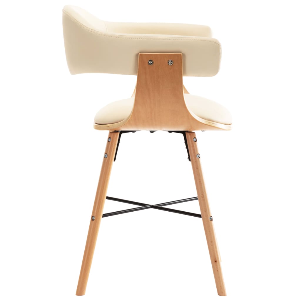 Eetkamerstoelen 2 st kunstleer en gebogen hout crème - Griffin Retail