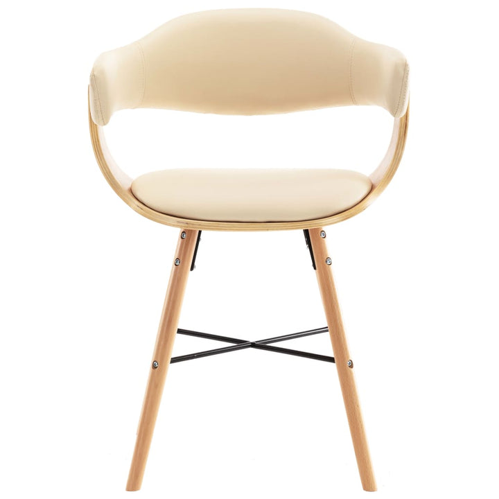 Eetkamerstoelen 2 st kunstleer en gebogen hout crème - Griffin Retail