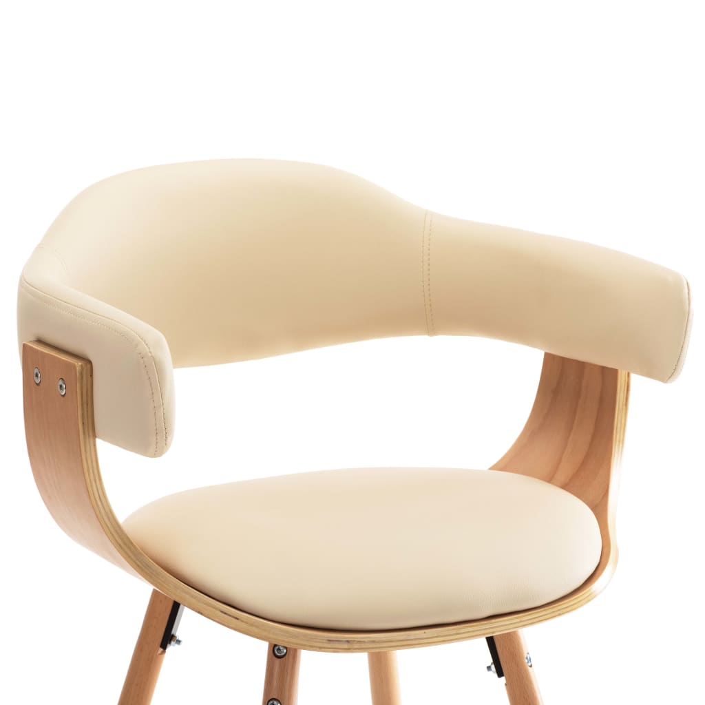 Eetkamerstoelen 2 st kunstleer en gebogen hout crème - Griffin Retail