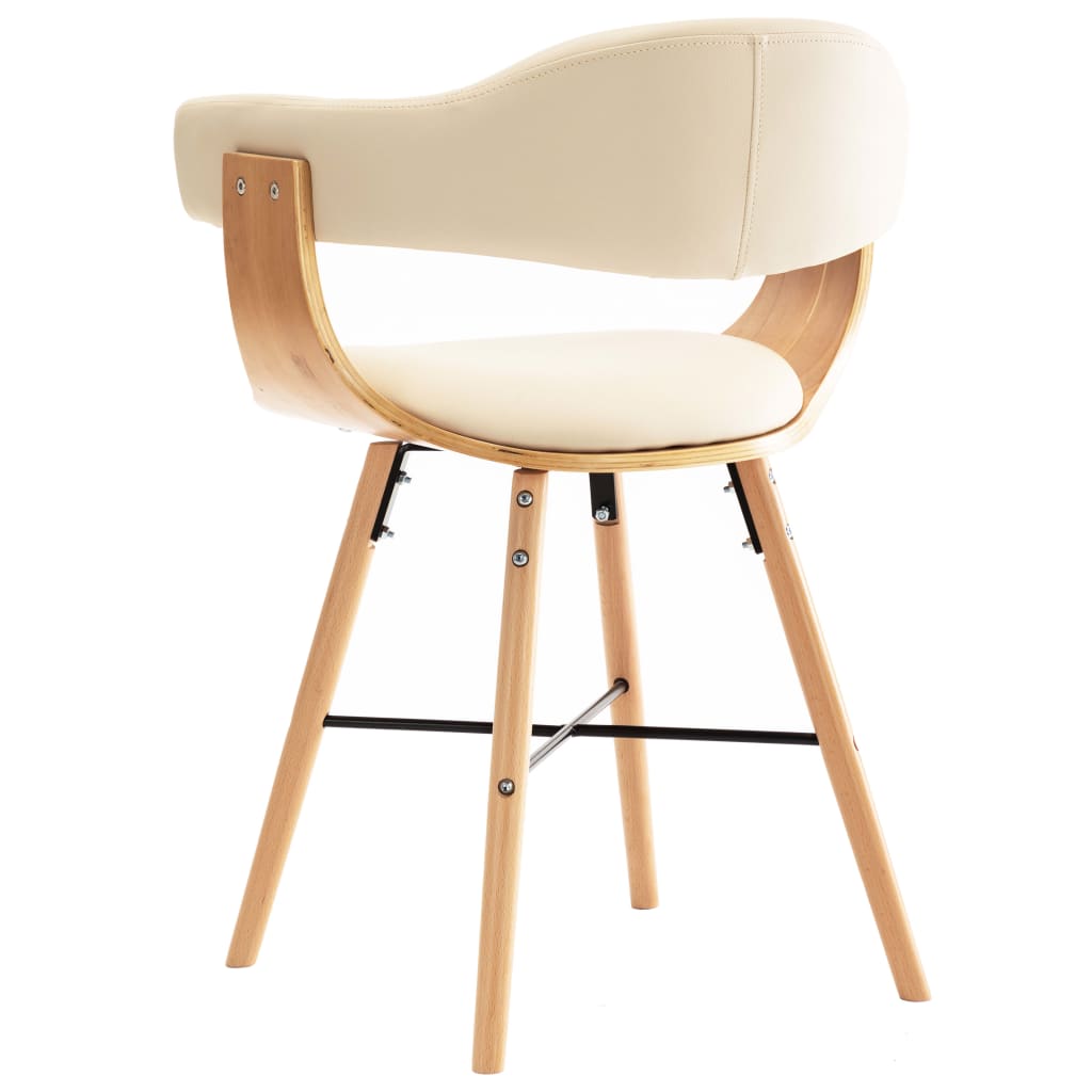 Eetkamerstoelen 2 st kunstleer en gebogen hout crème - Griffin Retail